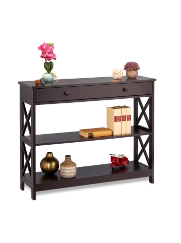 relaxdays Konsolentisch in Braun - (B)100 x (H)80 x (T)30 cm