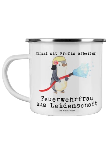 Mr. & Mrs. Panda Pott Feuerwehrfrau Leidenschaft mit Spruch in Weiß