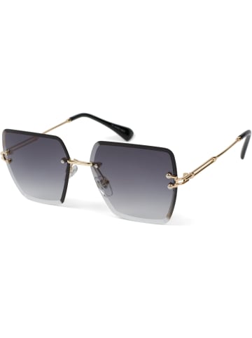 styleBREAKER Rechteckige Sonnenbrille in Gold / Grau Verlauf