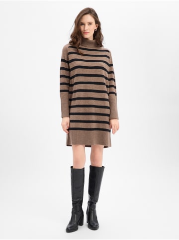 Marie Lund Strickkleid in taupe schwarz - 0002