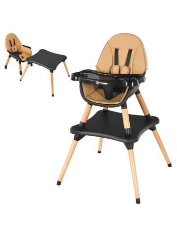COSTWAY 4-in-1 Hochstuhl in Braun