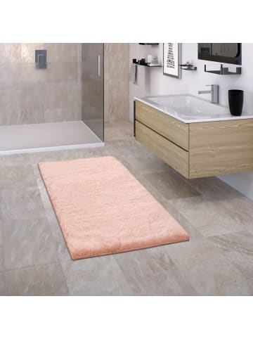 KADIMA DESIGN Hochflor Teppich Badezimmer waschmaschinenwaschbar Unifarben in Rosa