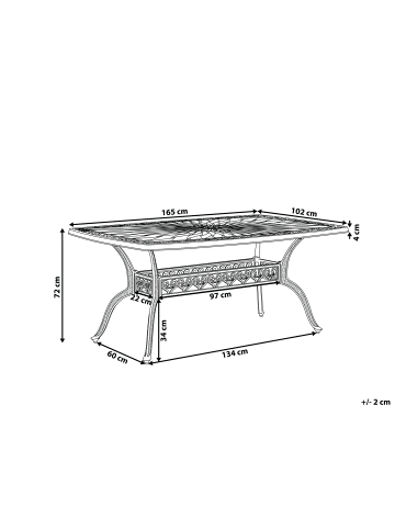 Beliani Esstisch LIZZANO in Braun/Orange - (W) 102 x (H) 72 x (L) 165 cm