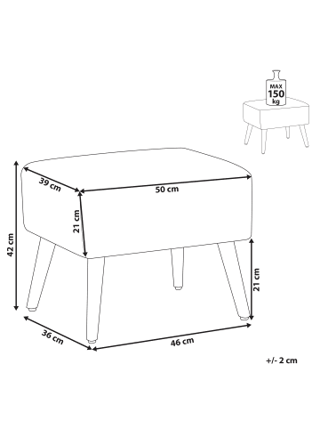 Beliani Hocker MANTEO in Grün/Weiß/Braun - (W) 50 x (H) 42 x (L) 39 cm