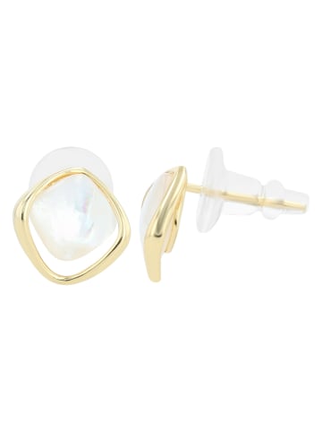 Adeliás Damen Ohrringe – Ohrstecker aus 925 Silber mit Perlmutt in gold
