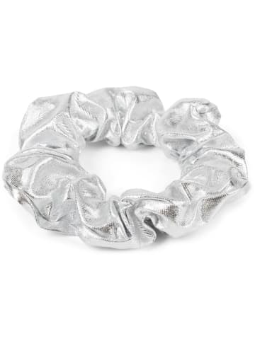 styleBREAKER Scrunchie Haargummi in Silber Metallic