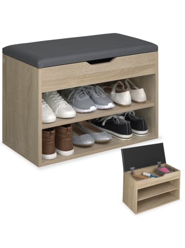 tectake Schuhbank Jasmina mit Sitzpolster für 6 Paar Schuhe,  60x30x43,5cm