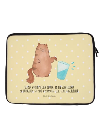 Mr. & Mrs. Panda Notebook Tasche Katze Wasserglas mit Spruch in Gelb Pastell