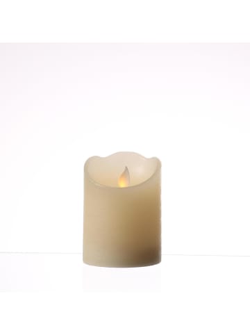 MARELIDA LED Kerze Twinkle Echtwachs bewegte Flamme D: 7,5cm H: 10cm in creme