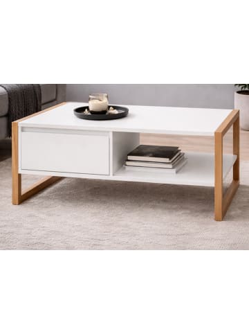 Furn.Design Couchtisch weiß, Eiche Artisan 100 cm, Wohnzimmertisch mit Stauraum