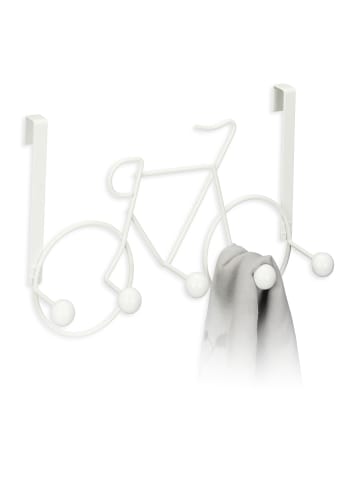 relaxdays Kleiderhaken "Fahrrad" in Weiß - (B)32 x (H)22 x (T)10 cm
