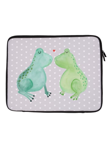 Mr. & Mrs. Panda Laptop Hülle Frosch Liebe ohne Spruch in Grau Pastell