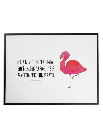 Mr. & Mrs. Panda Schreibunterlage Flamingo Classic mit Spruch in Weiß