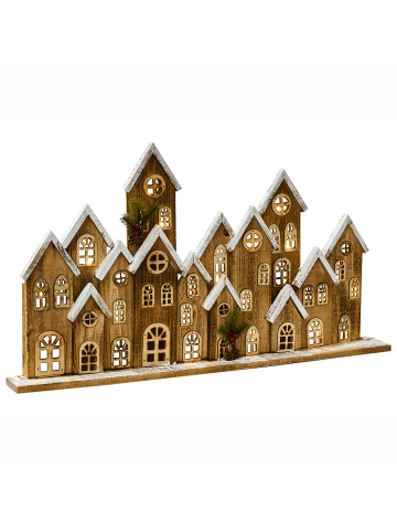 Beliani LED Deko MALLOS in Braun/Weiß/Grün - (W) 80 x (H) 45 x (L) 8 cm