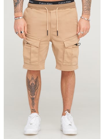 behype Cargoshorts - Kurze Hose für Herren im Regular-Fit in Beige