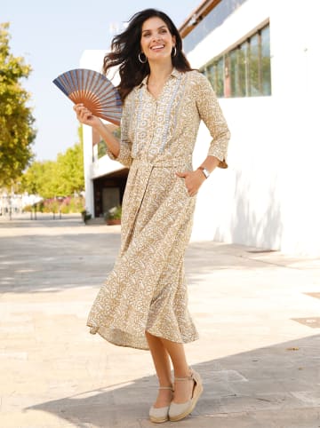 Sieh an! Hemdblusenkleid in ecru-camel-bedruckt
