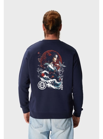OLDSKULL Sweatshirt Asian Blossom Queen Logo Graphic in Navy Blue