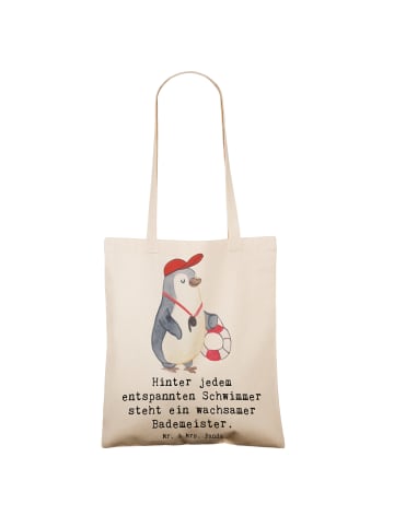 Mr. & Mrs. Panda Jutetasche Bademeister schützend mit Spruch in Creme