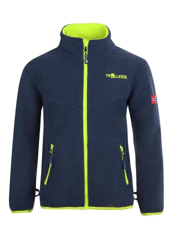 Trollkids Fleece Jacke "Oppdal XT" in Marineblau/Lime