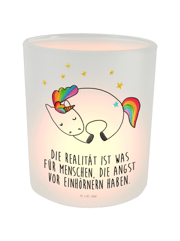 Mr. & Mrs. Panda Windlicht aus Glas Einhorn Nacht mit Spruch in Transparent