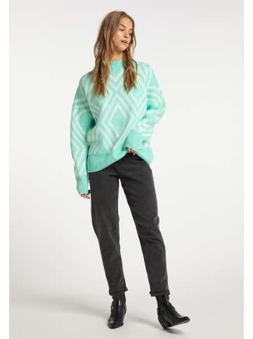 IZIA Damen Strickpullover in Aqua Wollweiss