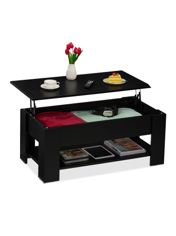 relaxdays Couchtisch in Schwarz - (B)98 x (H)42 x (T)50 cm