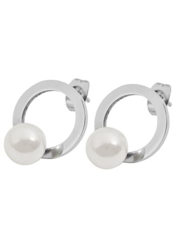 Adeliás Damen Ohrringe – Ohrstecker aus Edelstahl mit Perle in silber