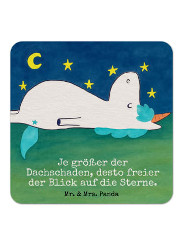 Mr. & Mrs. Panda Bierdeckel Einhorn Sternenhimmel Design mit Spruch in Weiß