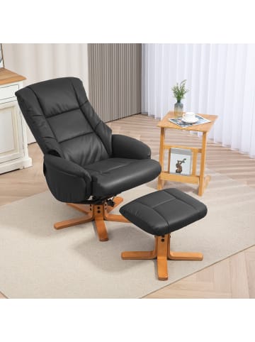 HOMCOM Relaxsessel mit Hocker-71L x 84B x 102H cm-Schwarz