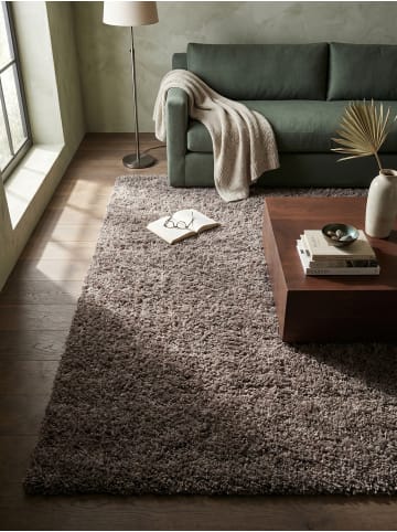 KADIMA DESIGN Teppich Hochflor Shaggy Waschbar Einfarbig RHEIN Strapazierfähig in Taupe