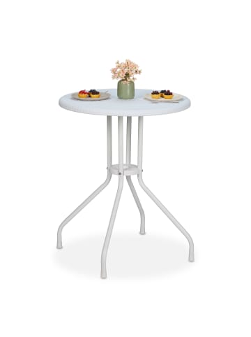 relaxdays Gartentisch in Weiß - (H)73 x Ø 60 cm
