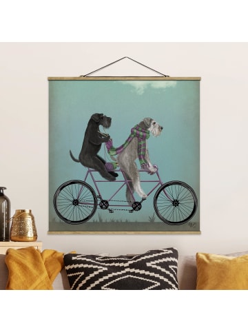 WALLART Stoffbild mit Posterleisten - Radtour - Schnauzer Tandem in Blau