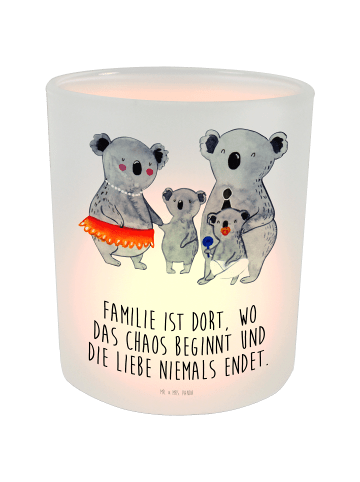 Mr. & Mrs. Panda Windlicht Glas Koala Familie mit Spruch in Transparent