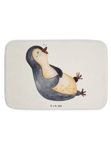 Mr. & Mrs. Panda Badteppich Pinguin Lachen ohne Spruch in Weiß