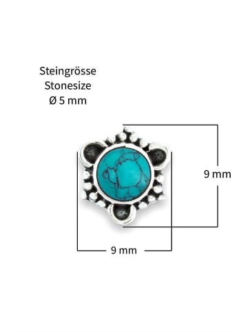 mantraroma 925er Silber - Ohrstecker (L) 9 x (B) 9 mm mit Türkis