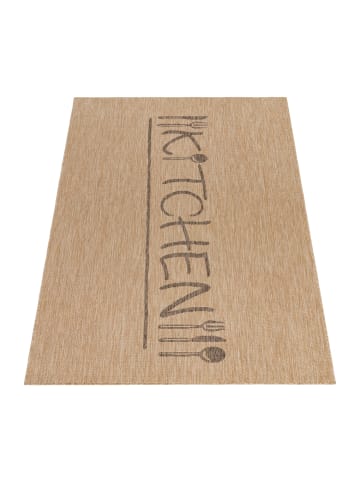 KADIMA DESIGN Teppich Kurzflor Schriftzug Wohnzimmer in Beige