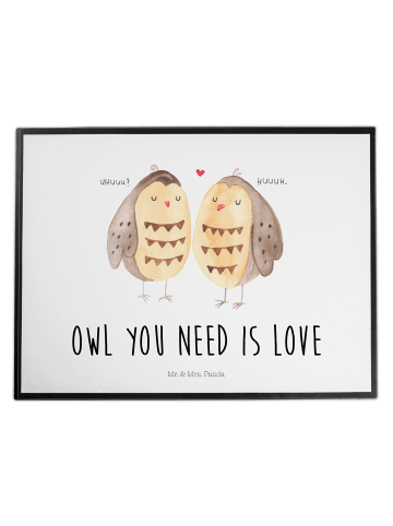 Mr. & Mrs. Panda Tischschutzmatte Eulen Liebe mit Spruch in Weiß