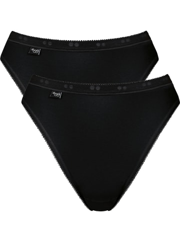 Sloggi Baumwolle, Single-Jersey Slip 2er-Pack Basic+ in schwarz