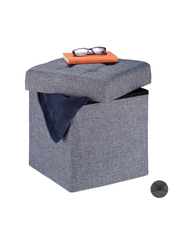relaxdays Sitzhocker in Grau - (B)38x (H)41 x (T)38 cm