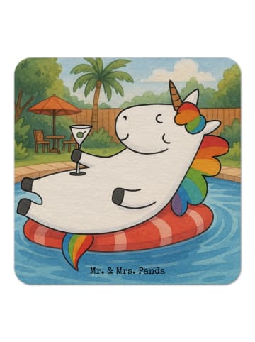 Mr. & Mrs. Panda Bierdeckel Einhorn Blümchentail Design ohne Spruch in Weiß