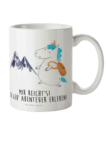 Mr. & Mrs. Panda Plastikbecher Einhorn Bergsteiger mit Spruch in Weiß