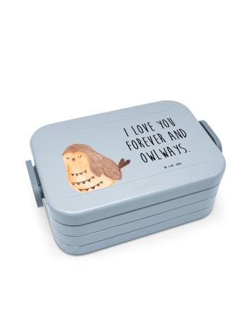 Mr. & Mrs. Panda MEPAL Bentobox Eule Zufrieden Motiv mit Spruch in Blau Pastell