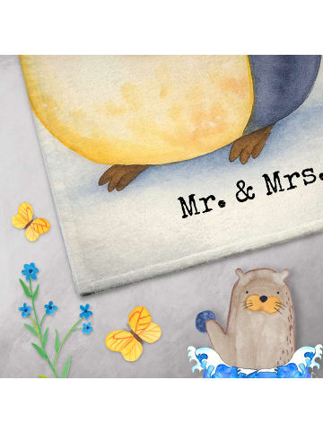 Mr. & Mrs. Panda Mini-Handtuch Pinguin Diät Design mit Spruch in Weiß