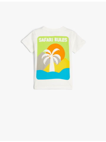 KOTON T-shirt in Ekru Gemustert