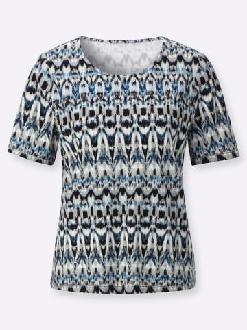 WITT WEIDEN Kurzarmshirt in hellblau-marine-bedruckt