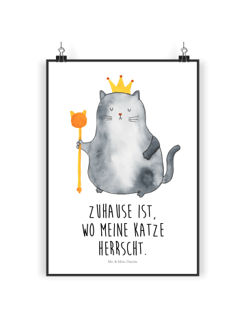 Mr. & Mrs. Panda Bild Katze König mit Spruch in Weiß