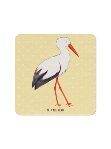 Tassenuntersetzer Storch ohne Spruch in Gelb Pastell