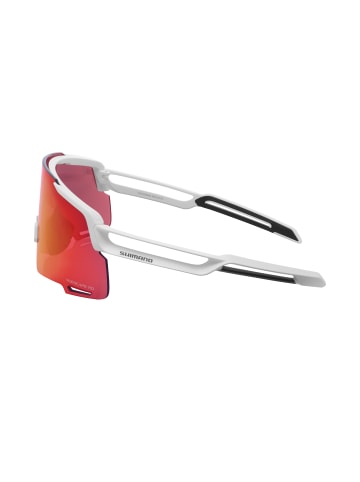 SHIMANO Fahrrad- Sonnenbrille EQUINOX 5 Ridescape Road in weiß / Gläser rot