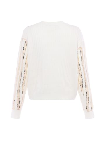 faina Damen Strickpullover Mit Pailletten in WOLLWEISS