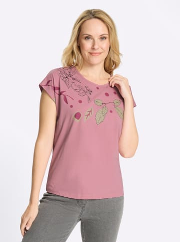 Sieh an! Rundhals-Shirt in altrosa-magenta-bedruckt